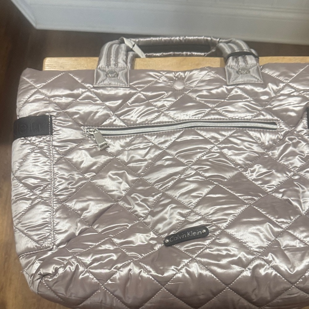 Calvin Klein Metallic Quilted Tote